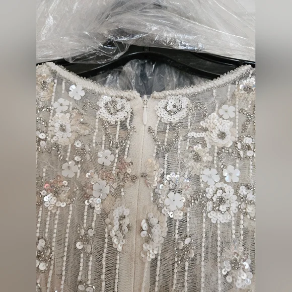 Ivory & White Beaded Gown - Picture 5 of 16